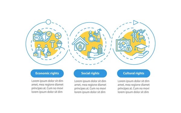 Групи Прав Людини Векторний Інфографічний Шаблон Економічні Культурні Права Презентація — стоковий вектор