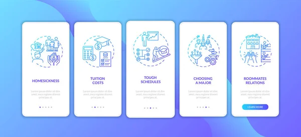 College Δυσκολία Onboarding Mobile App Οθόνη Έννοιες Προκλήσεις Της Ζωής — Διανυσματικό Αρχείο