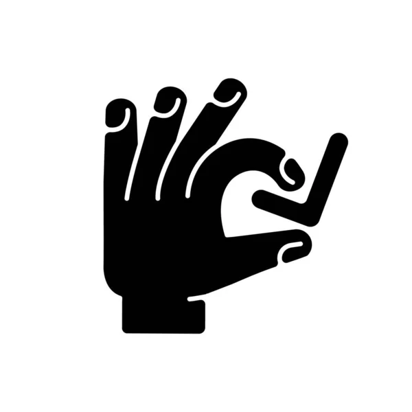 Hand Checkmark Black Glyph Icon Select Option Quality Rating Customer — Stock Vector