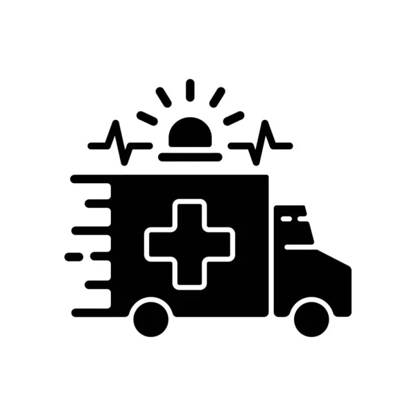 Ikona Nouzového Černého Glyfu Ambulance Nouzová Reakce Úrazové Oddělení Centrum — Stockový vektor