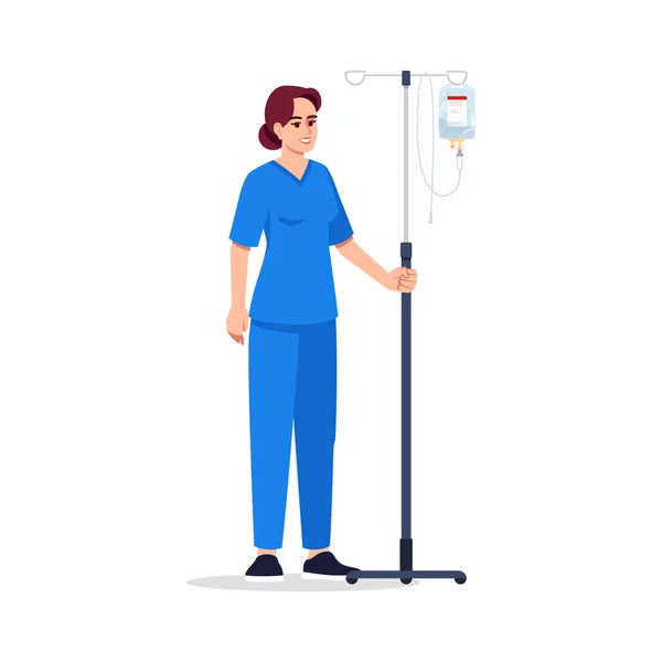 Infirmière Semi Plat Illustration Vectorielle Couleur Rvb Personnel Hospitalier Avec — Image vectorielle