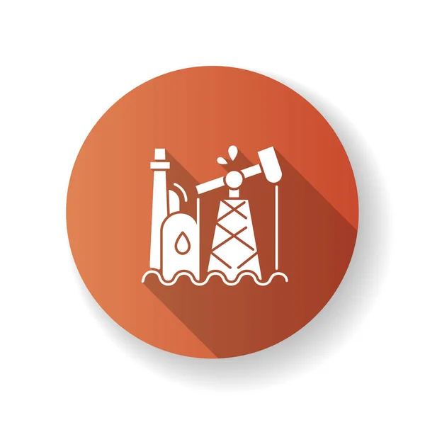 Oil Industry Brown Flat Design Long Shadow Glyph Icon Petroleum — Stock Vector