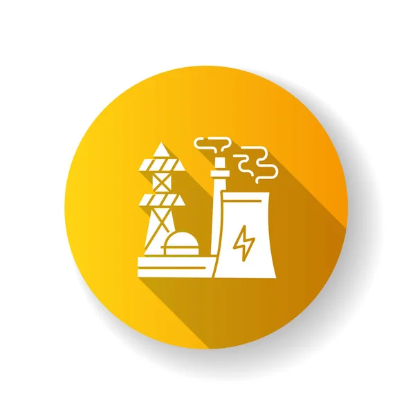 Энергетика Желтый Плоский Дизайн Длинный Знак Тени Производство Электроэнергии Технология — стоковый вектор