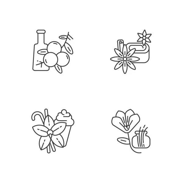 Spices Linear Icons Set Aromatic Flavoring Food Seasoning Cooking Condiment — Stock Vector