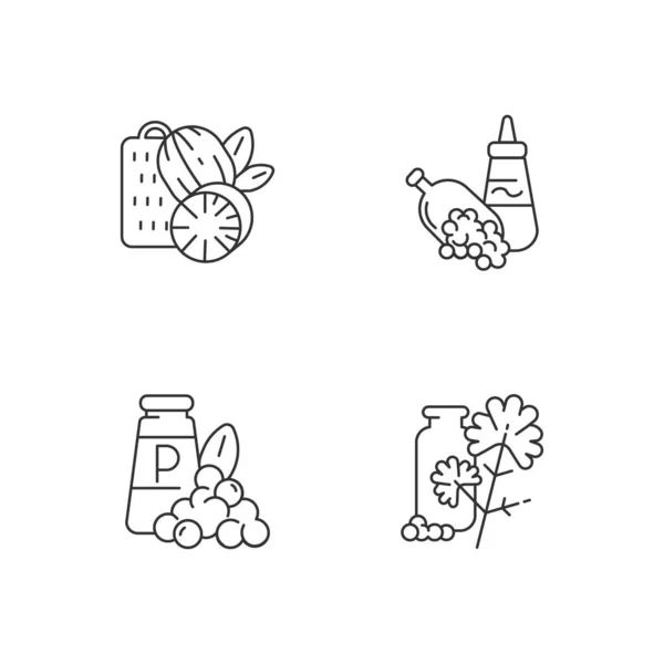 Набір Лінійних Іконок Гострими Приправами Натуральна Добавка Приправи Приготування Їжі — стоковий вектор