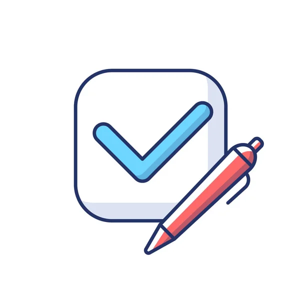 Survey Check Rgb Color Icon Tick Checkbox Choose Option Questionnaire — Stock Vector