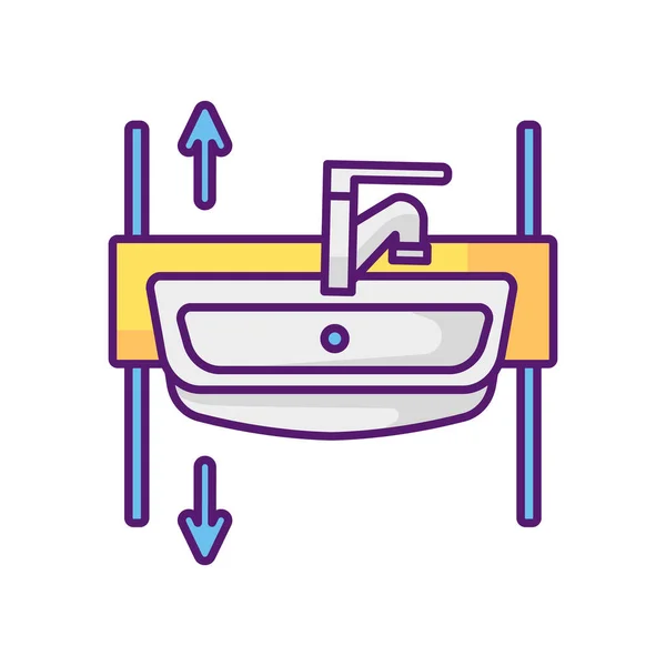 Fregadero Altura Ajustable Icono Color Rgb Lavabo Elevación Caída Para — Archivo Imágenes Vectoriales