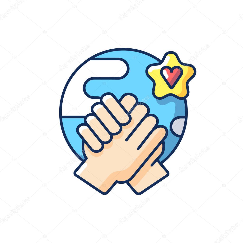 Tolerance RGB color icon. Human rights, equality, solidarity and compassion. Communication skills, empathy. Friendly relationship. Isolated vector illustration