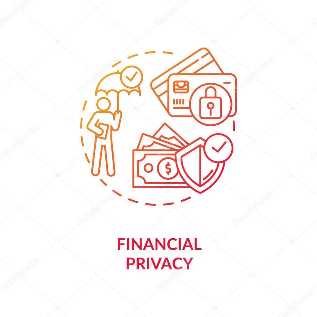 Financial privacy concept icon. Confidential payments idea thin line illustration. Financial information. Consumer security. Human rights. Vector isolated outline RGB color drawing