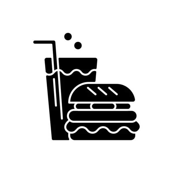 Fast Food Zwart Glyph Icoon Speciale Eethoek Waterpark Silhouet Symbool — Stockvector