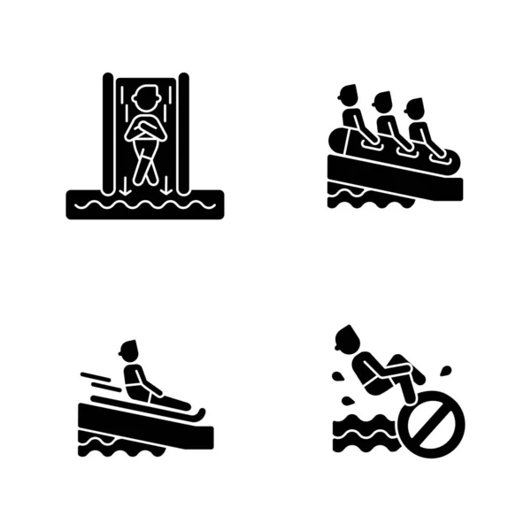 Wasserrutsche Typisiert Schwarze Glyphen Symbole Auf Weißem Raum Speedslide Familien — Stockvektor