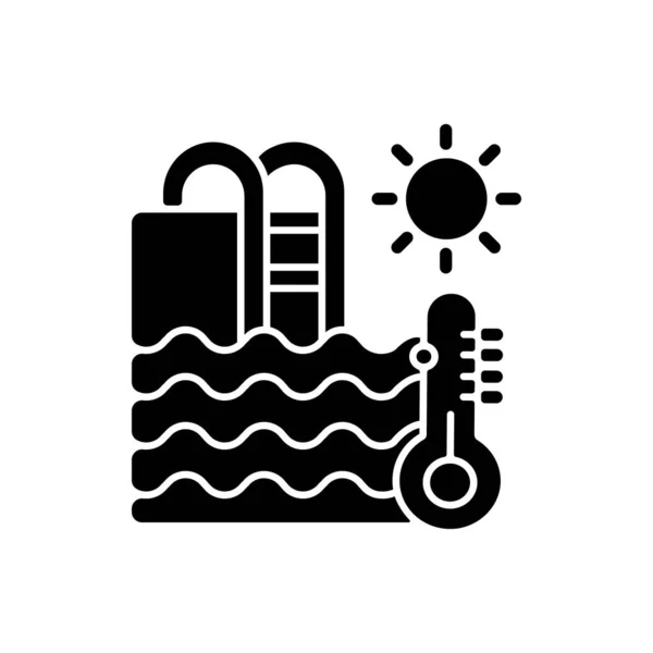 Wassertemperatur Schwarzes Symbol Wasserpark Erholung Sommerruhe Silhouette Symbol Auf Weißem — Stockvektor