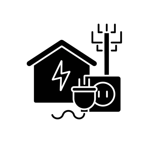 Ikona Černého Glyfu Elektrického Připojení Oprava Elektrické Energie Elektrická Energie — Stockový vektor