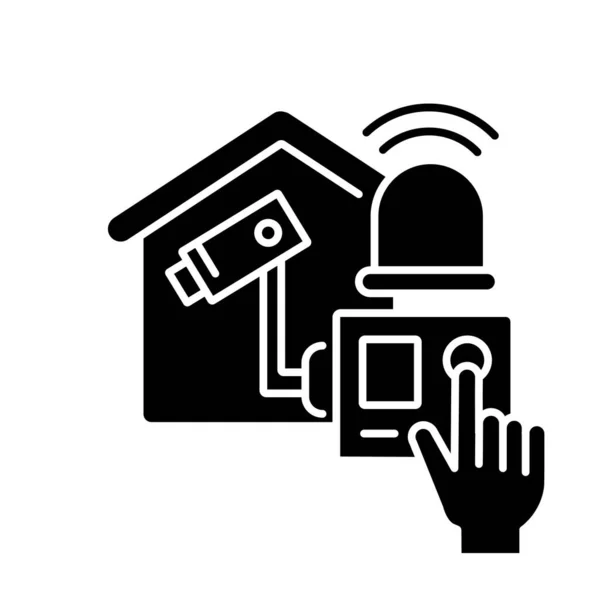 Система Домашньої Сигналізації Чорний Гліф Значок Бездротова Сигналізація Моніторинговий Будинок — стоковий вектор