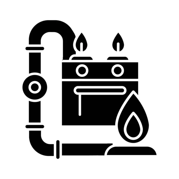 Ikona Černého Glyfu Plynovodu Zařízení Dodávky Domácího Plynu Instalatérský Systém — Stockový vektor