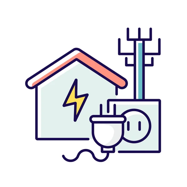 Elektriciteitsaansluiting Rgb Kleurenpictogram Reparatie Van Elektriciteit Elektriciteit Bouwproces Elektrificatieverbetering Onderhoud — Stockvector