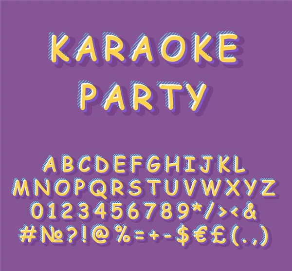 Karaoke Party Vintage Set Alfabeto Vettoriale Caratteri Retro Grassetto Carattere — Vettoriale Stock