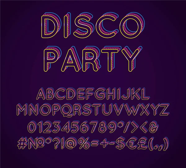 Ensemble Alphabet Vectoriel Vintage Disco Party Police Gras Rétro Police — Image vectorielle