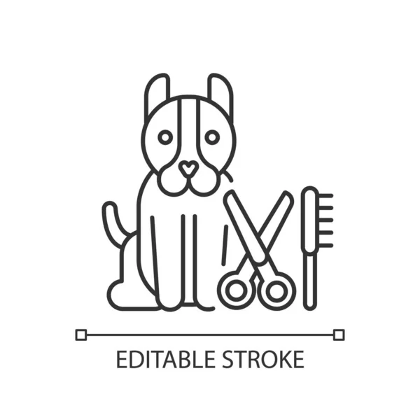 Σκύλος Καλλωπισμός Γραμμική Εικόνα Pet Κούρεμα Θεραπεία Ομορφιάς Των Ζώων — Διανυσματικό Αρχείο