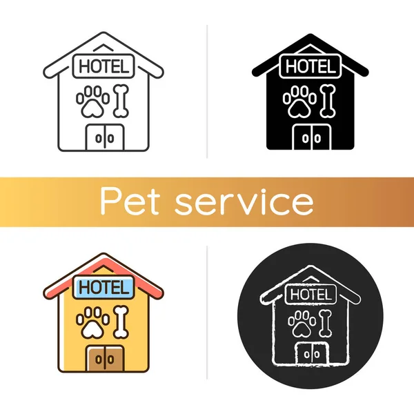 Icono Hotel Para Mascotas Negro Lineal Estilos Color Rgb Proporcionar — Archivo Imágenes Vectoriales