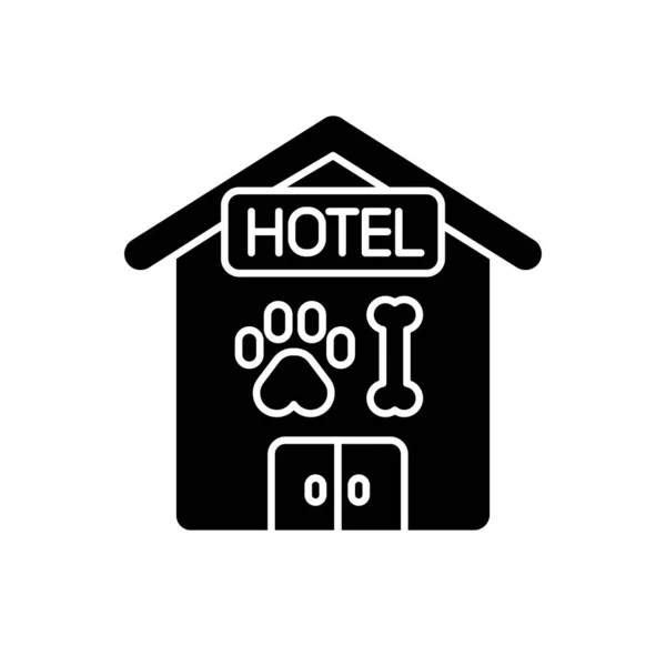 Pet Hotel Schwarze Glyphen Ikone Bereitstellung Von Unterkunft Und Behandlung — Stockvektor