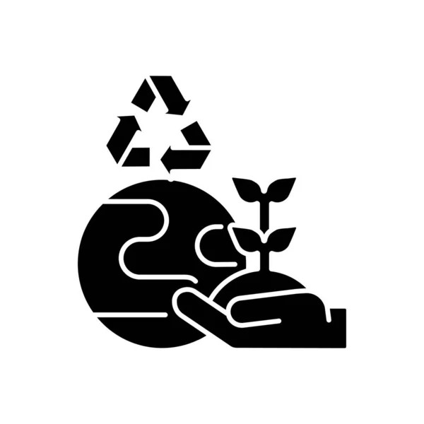 Ein Schwarzes Symbol Für Umweltverbesserung Planetenschutz Ressourcen Recyceln Wachsende Triebe — Stockvektor