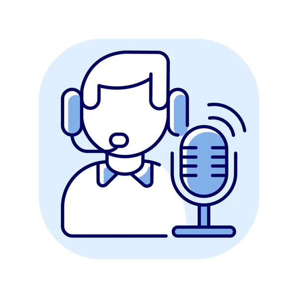 Mavi Rgb Renk Simgesini Yayın Radyo Yayını Online Podcast Sunucusu — Stok Vektör