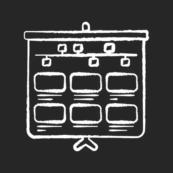 Storyboard Tiza Icono Blanco Sobre Fondo Negro Animación Paso Producción — Vector de stock