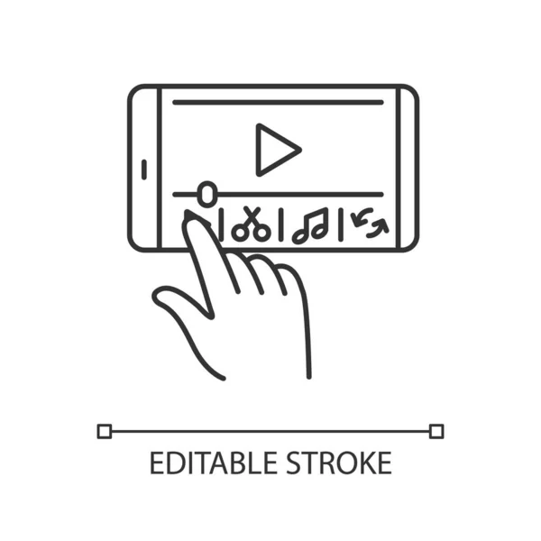 Filme Smartphone Fazendo Ícone Linear Editar Vídeo Com Dispositivo Eletrônico —  Vetores de Stock