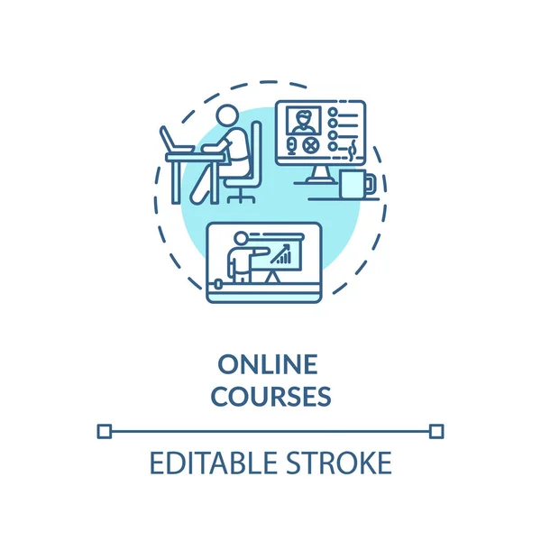 Online Kurse Konzept Symbol Internet Geschäft Fernstudium Idee Dünne Linie — Stockvektor