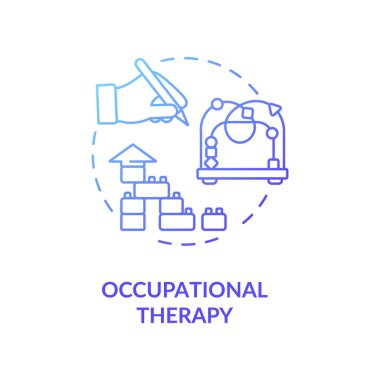 Mesleki terapi konsepti ikonu. Zihinsel hastalıklar tedavi edici tedavi, yaralanma iyileştirme fikri ince çizgi çizimi. Tıbbi prosedür. Vektör izole edilmiş RGB renk çizimi