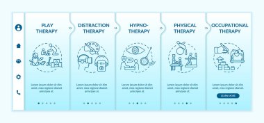 Pediatrik palyatif bakım vektör şablonunda. Çocuk dostu tedavi yöntemleri. Alternatif tıp ikonlu mobil internet sitesi. Web sayfası basamak ekranları. RGB renk kavramı