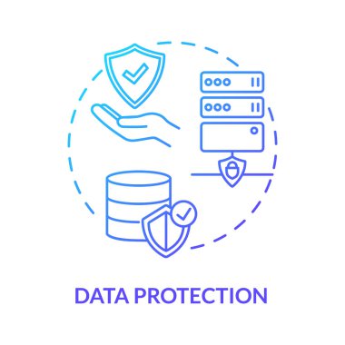 Veri koruma konsepti simgesi. Kişisel bilgi fikrinin korunması ince çizgi çizimi. Gizlilik, dürüstlük savunması. Dosya koruması. Vektör izole edilmiş RGB renk çizimi