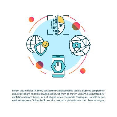 Metinli kişisel ihlal koruma konsepti simgesi. Veri gizliliği ve kimlik güvenliği. PPT sayfa vektör şablonu. Broşür, dergi, kitapçık tasarım ögesi doğrusal çizimler