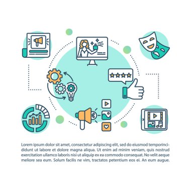 Metinli markalı hikaye anlatma kampanyası ikonu. Çapraz platform sosyal medya PPT sayfa vektör şablonu. Dijital reklam. Broşür, dergi, kitapçık tasarım ögesi doğrusal çizimler