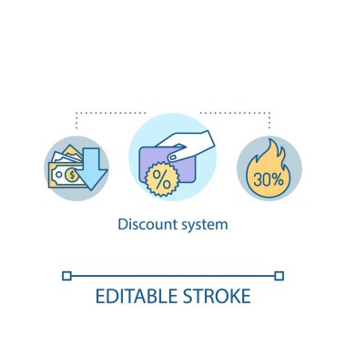 Kart konsepti ikonu ile öde. İndirimli sistem fikri ince çizgi çizimi. Nakit ödeme. İndirim ve kupon. Vektör izole edilmiş RGB renk çizimi. Düzenlenebilir vuruş
