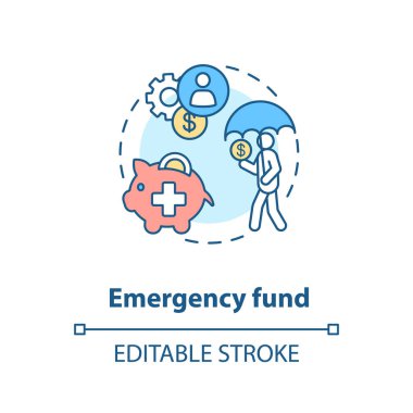 Acil fon konsepti ikonu. Hayat kurtarıyor. Zengin yaşam tarzı ipuçları. Bütçe kazanma stratejileri ince çizgi çizimi fikri. Vektör izole edilmiş RGB renk çizimi. Düzenlenebilir vuruş