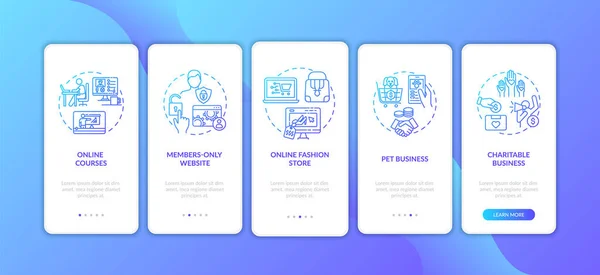 Low Investment Ideas Onboarding Mobile App Page Screen Concepts Online — Stockový vektor