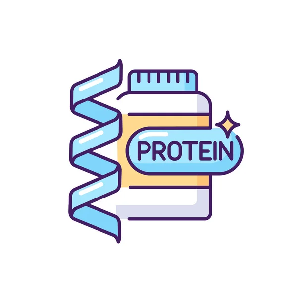 Protein Rgb Färgikon Tillägg För Fitness Näring För Träning Kemisk — Stock vektor