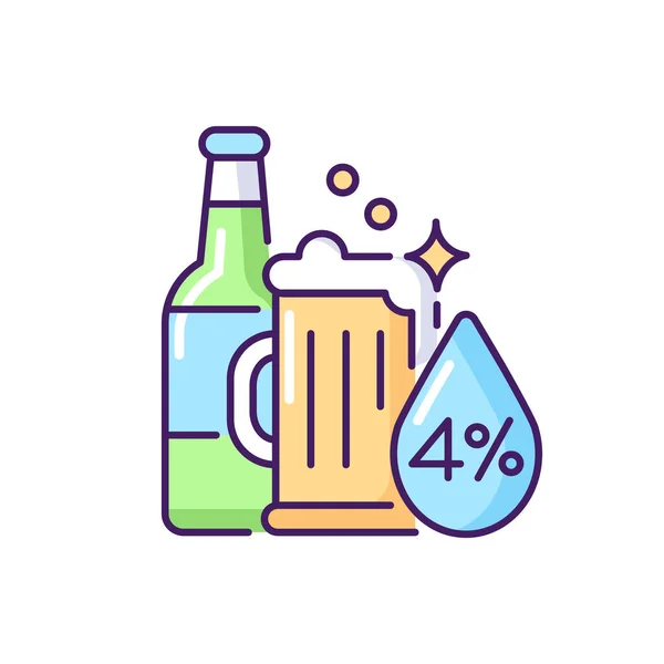 Alkohol Rgb Färg Ikon Drycker Flaska Sprit Med Alkoholprocent Ölglas — Stock vektor