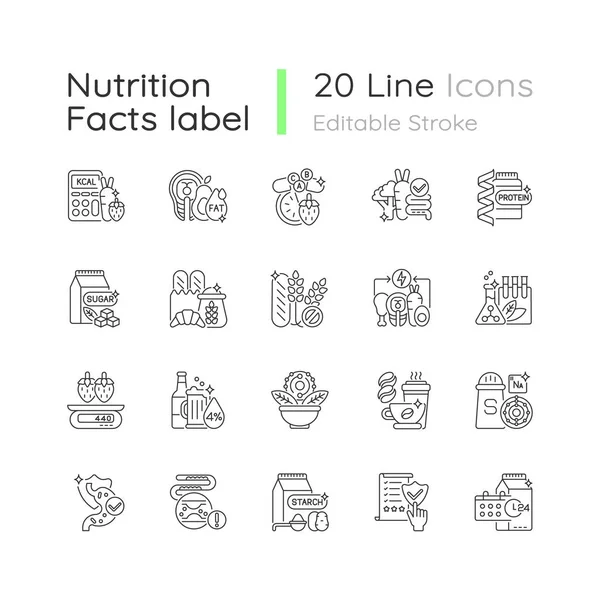 Здорове Харчування Набір Лінійних Іконок Білкове Доповнення Вітамінні Таблетки Група — стоковий вектор