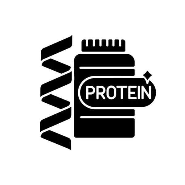 Protein Svart Glyf Ikon Tillägg För Fitness Näring För Träning — Stock vektor