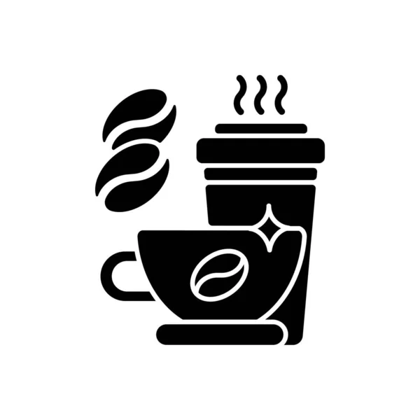 Icona Glifo Nero Alla Caffeina Caffè Tazza Usa Getta Menu — Vettoriale Stock
