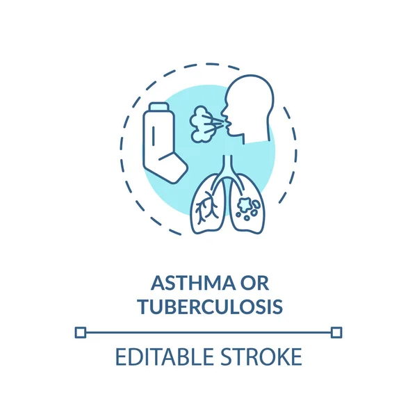 Asthma Und Tuberkulose Chronische Atemwegserkrankungen Idee Dünne Linie Illustration Asthmatische — Stockvektor