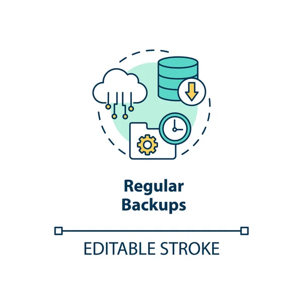 通常のバックアップコンセプトアイコン クラウドバックアップサービスのアイデア細い線図 失われたデータイベントを復元します コンピュータのデータ処理 ベクトル絶縁アウトラインRgbカラー図面 編集可能なストローク — ストックベクタ