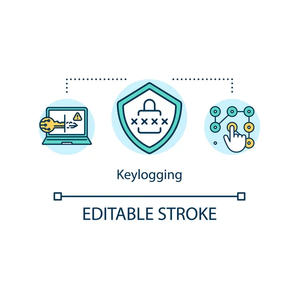 Keystroke Logging Concept Icon Keylogging Idea Thin Line Illustration Keyboard — Stock Vector