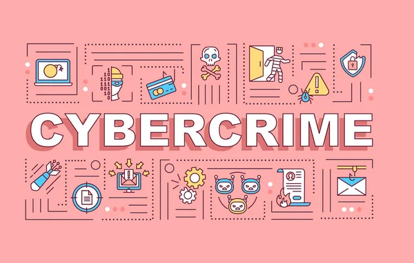 Banner Conceitos Palavra Cibercrime Segurança Internet Infográficos Com Ícones Lineares — Vetor de Stock