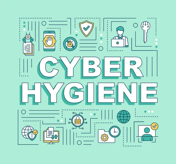 Cybersecurity Higiene Palavra Conceitos Banner Higiene Segurança Prioritária Saúde Informática — Vetor de Stock