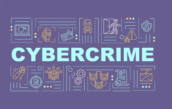 Banner Conceitos Palavra Cibercrime Ciberataque Sustem Partir Infográficos Com Ícones — Vetor de Stock