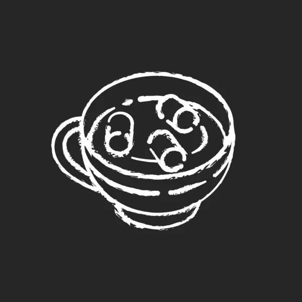 Домашний Горячий Шоколад Зефиром Белая Икона Черном Фоне Зимний Теплый — стоковый вектор
